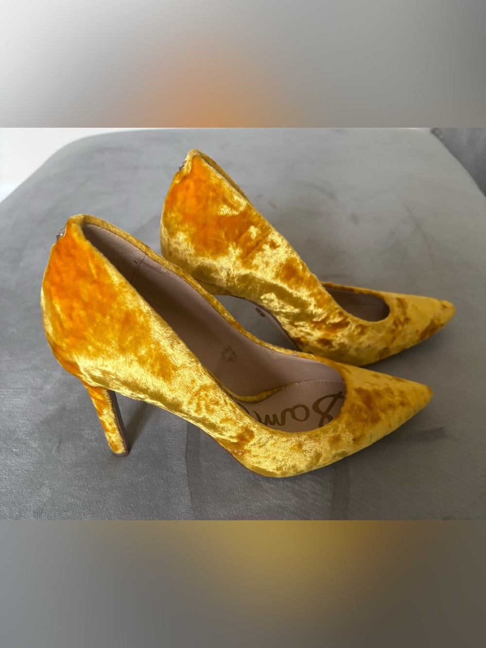 Sam Edelman Yellow Velvet Pointed-Toe Stiletto Pumps